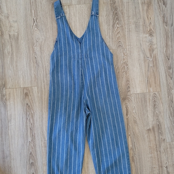 Zara Trafaluc Denim Pinstripe Jumpsuit Romper One Piece - Picture 10 of 12